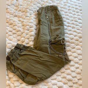 Forever 21 Olive Utility Cargo Pants with Chain Accent